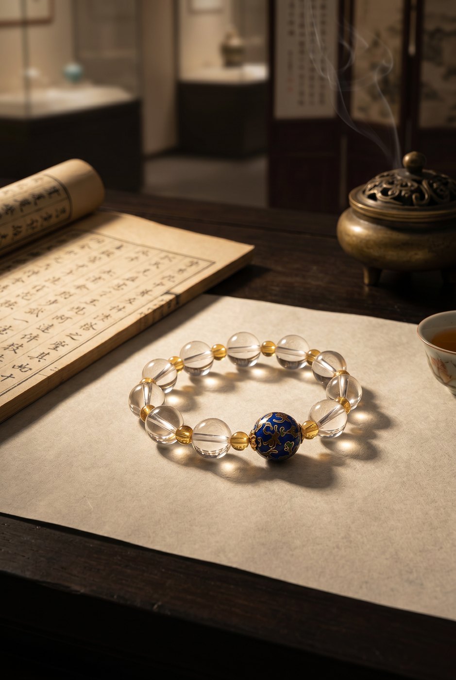 Too Much Negative Energy Around You? Wear This “Moving Purifier” on Your Wrist — Clear Quartz & Heritage Lacquer Bracelet