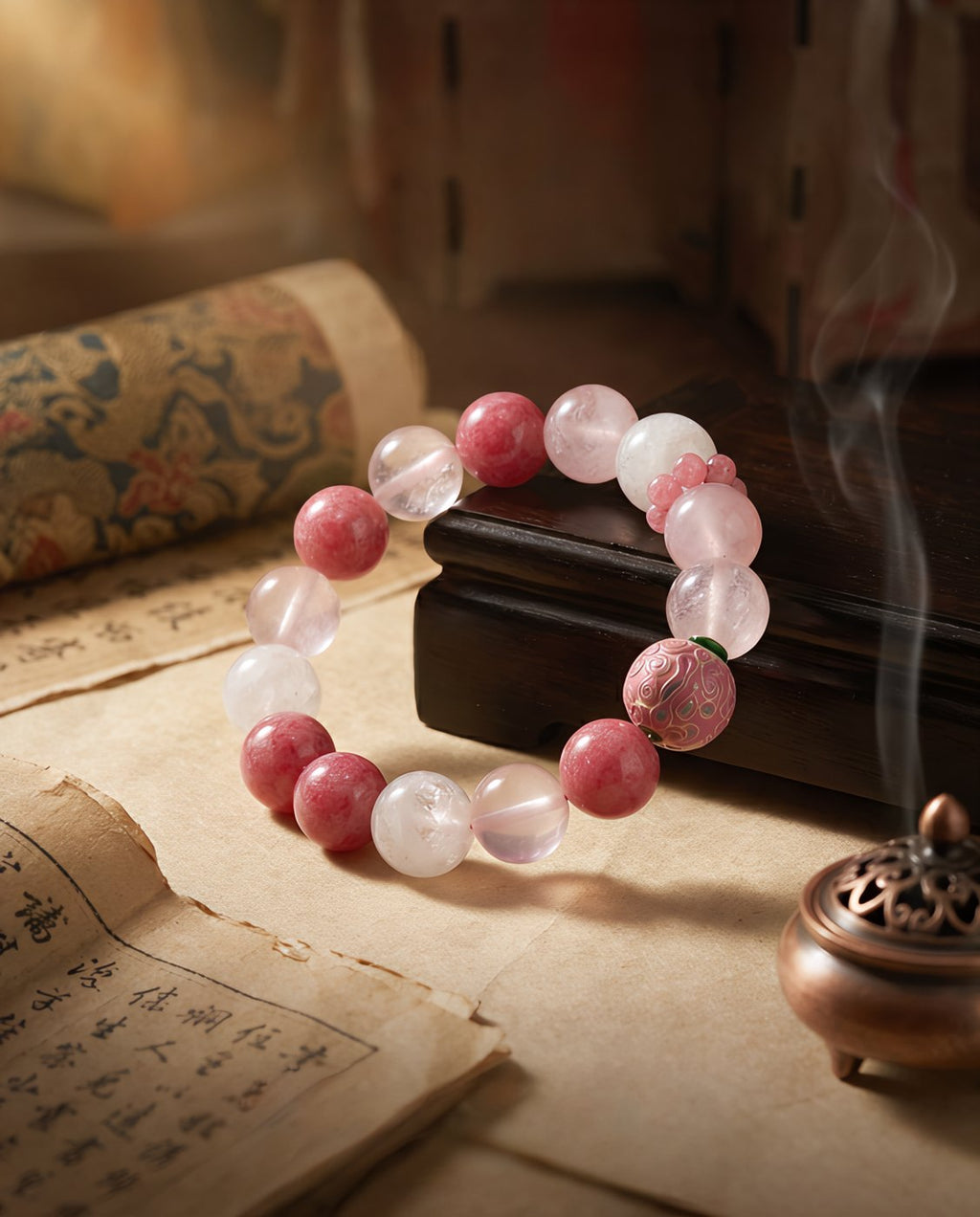 Why Do You Keep Missing the Right Person? Is Your Heart Door Closed Too Tight? — Rose Quartz & Rhodonite Energy Bracelet