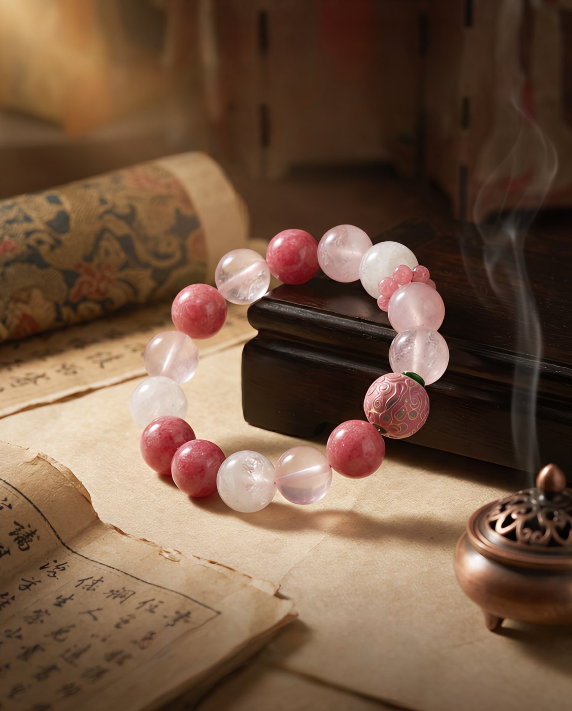 Why Do You Keep Missing the Right Person? Is Your Heart Door Closed Too Tight? — Rose Quartz & Rhodonite Energy Bracelet