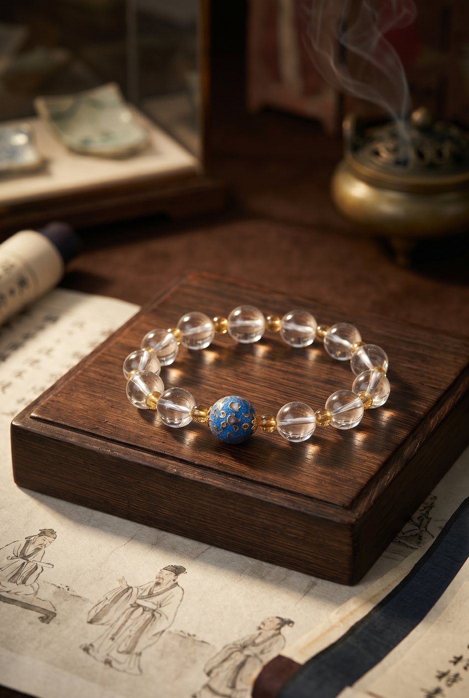 Too Much Negative Energy Around You? Wear This “Moving Purifier” on Your Wrist — Clear Quartz & Heritage Lacquer Bracelet