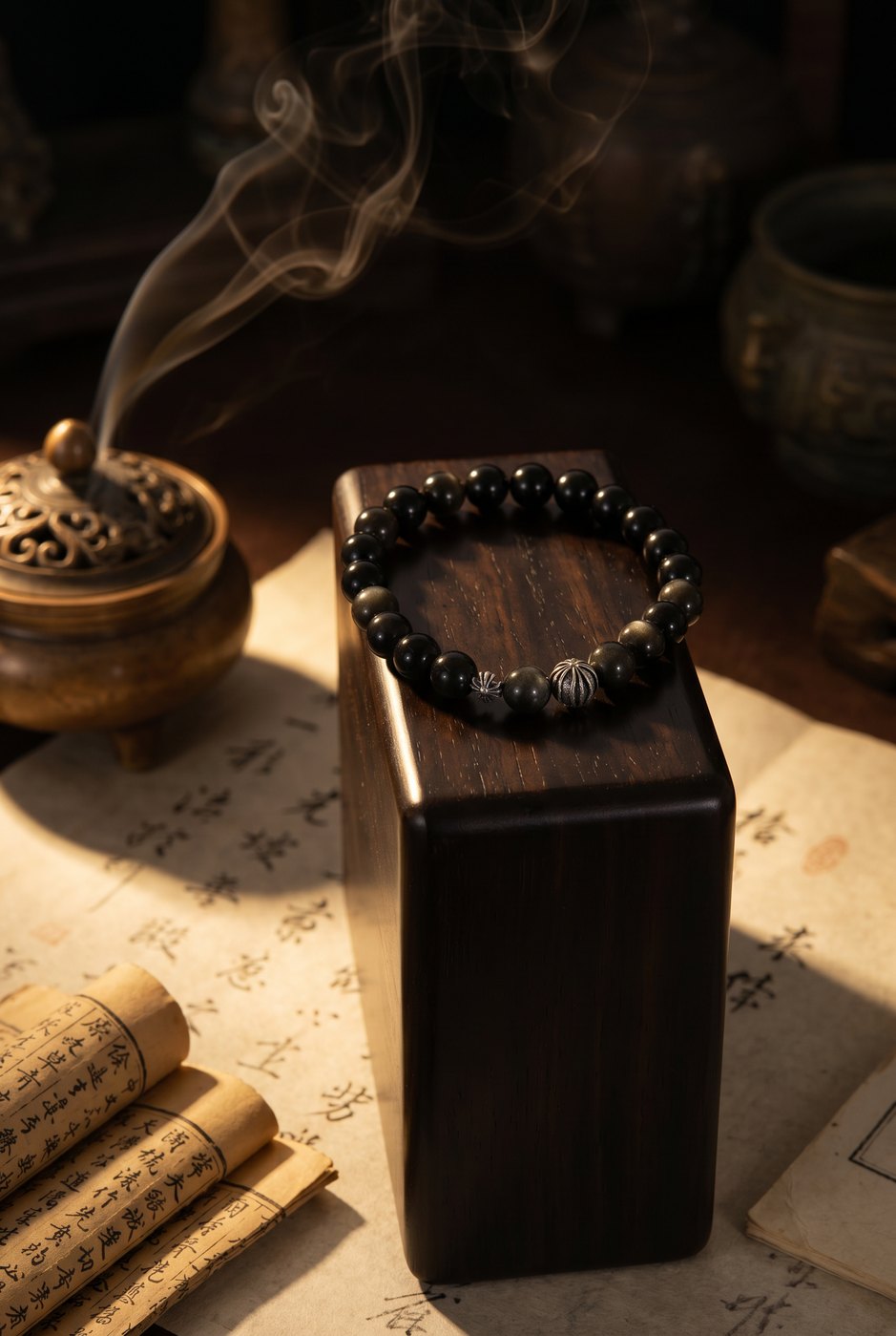 Having Nightmares Lately? Place This Bracelet by Your Pillow and Rest Easier — Gold Sheen Obsidian Bracelet